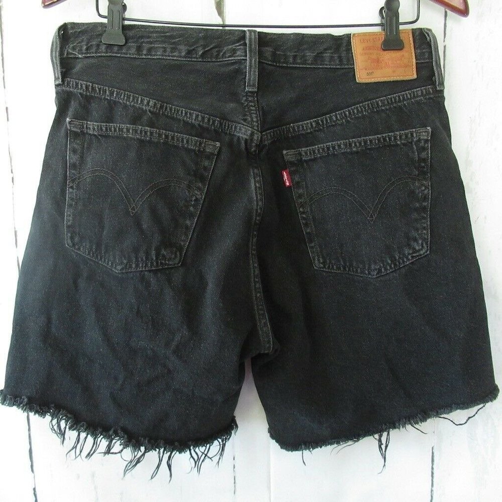 Levis 501 Button Fly Jean Shorts 30 Premium Denim Faded Black Cut Off